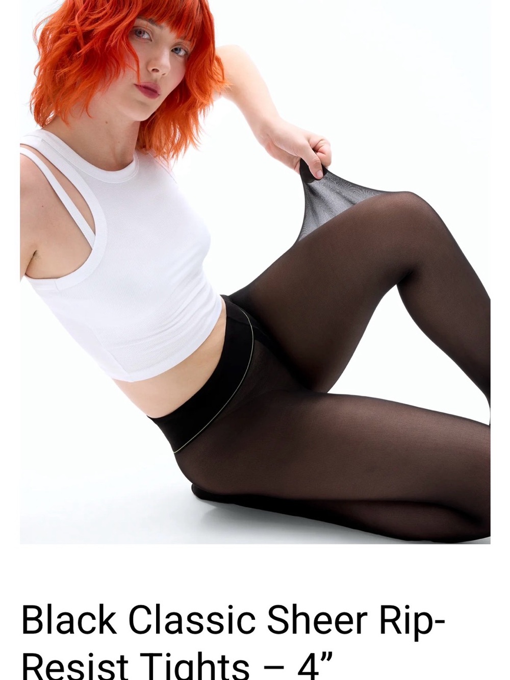Black Sheer Rip-Resist Tights - Comfortable Everyday Wear, Size M